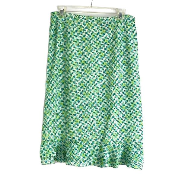 Rena Rowan 2 Piece Skirt Suit Floral Skirt Solid Jacket Lime Green Size 10 - Picture 6 of 16